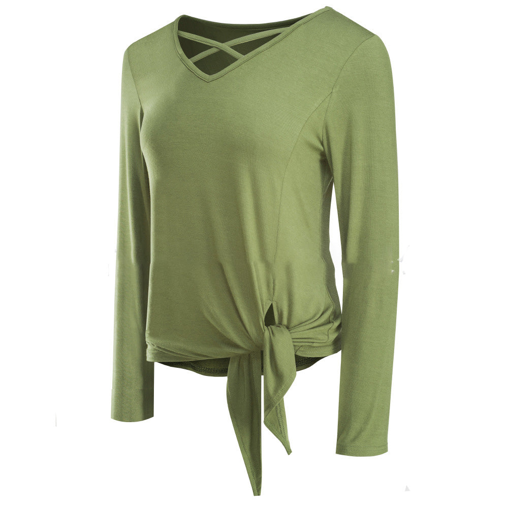 Nice-Forever Winter Women Pure Color Bandage Casual T-Shirts Loose Shift Female Tees Tops T057