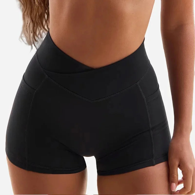 High Elasticity Cross Back Sports Bra Fitness Yoga Shorts Set Beautiful Back Design Neck Hanging Sports Underwear