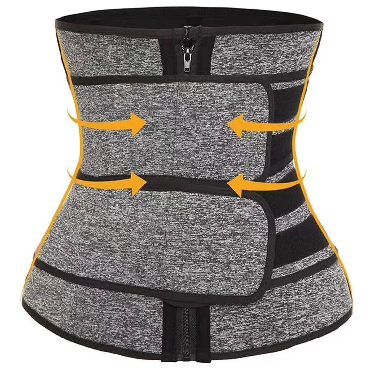 New Cross-border Sweat-absorbent Belt Beauty Sports Belt Women's Zipper-pulled In Abdomen Chlorine Rubber Body Shaper