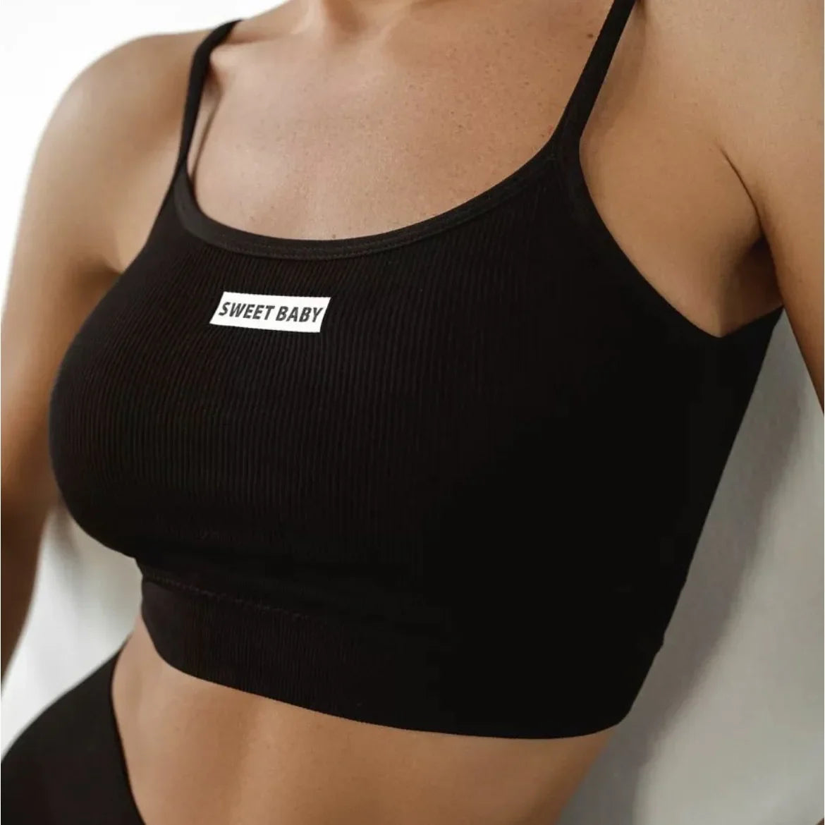 Russian seamless underwear set yoga wear women's halter vest yoga pants English letters seamless casual set