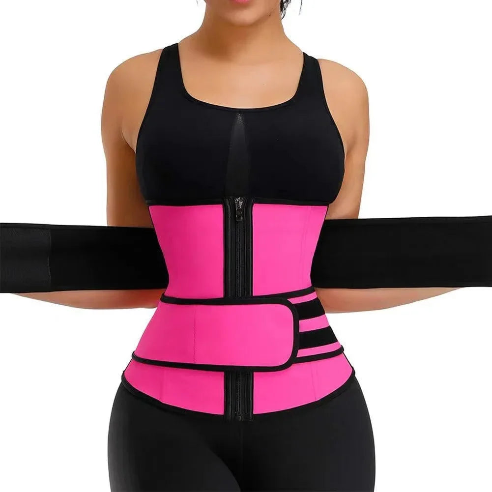 New Cross-border Sweat-absorbent Belt Beauty Sports Belt Women's Zipper-pulled In Abdomen Chlorine Rubber Body Shaper