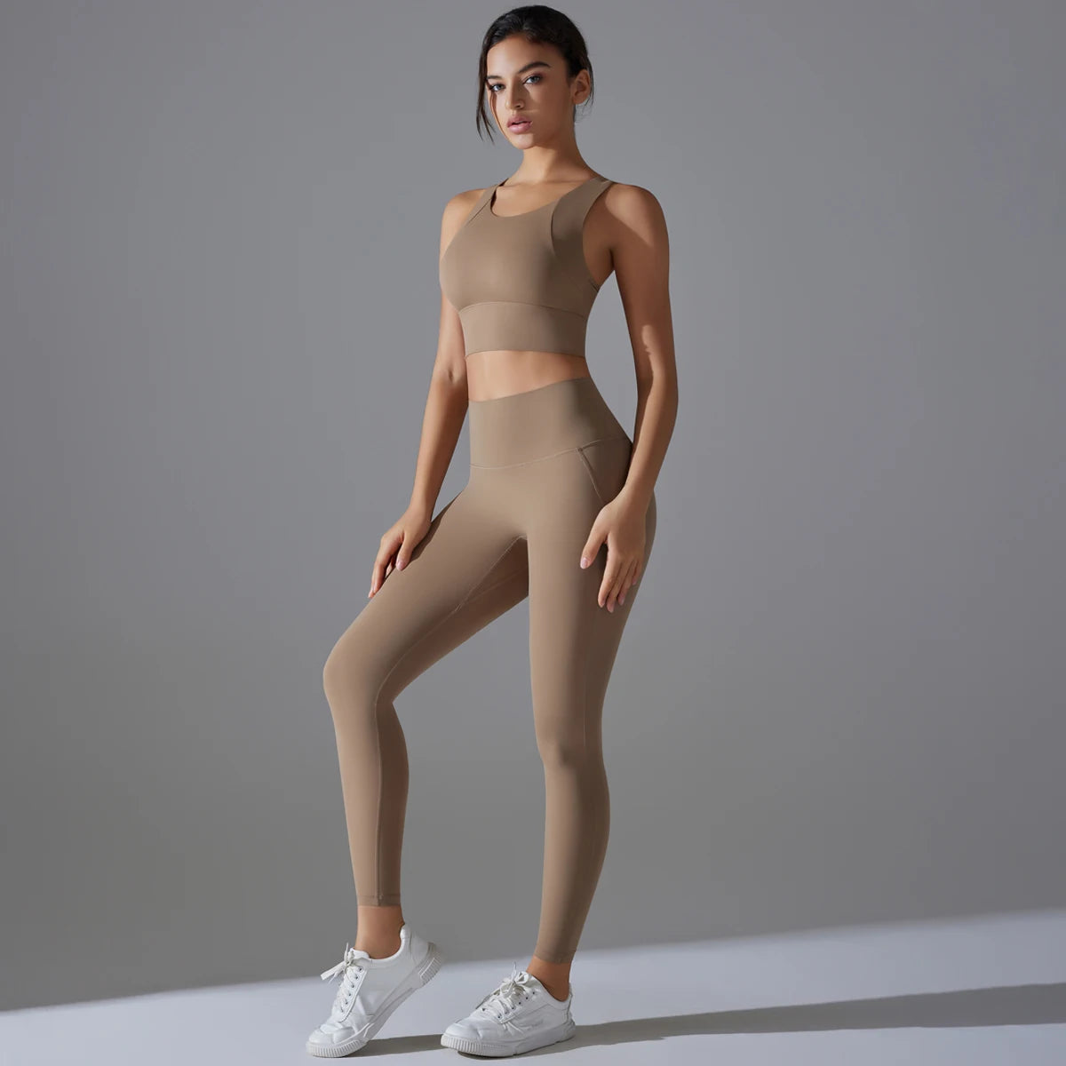 Yoga Set Women's tracksuit Women Fitness Crop Top Shockproof Sports Bras Yoga Gym Running Pants Sportswear Running Fitness Yoga