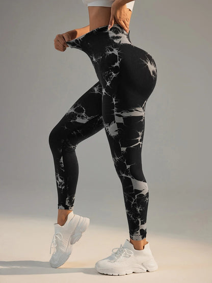 Tie Dye High Waisted Scrunch Butt Leggings with Pockets