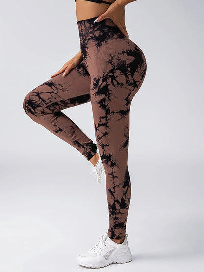 Tie Dye High Waisted Scrunch Butt Leggings with Pockets